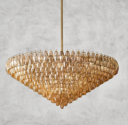 62" / Smoke / Brass CHIARA CLEAR/ SMOKE GLASS TIERED ROUND CHANDELIER 37", 47", 62"
