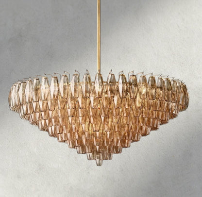 47" / Smoke / Brass CHIARA CLEAR/ SMOKE GLASS TIERED ROUND CHANDELIER 37", 47", 62"