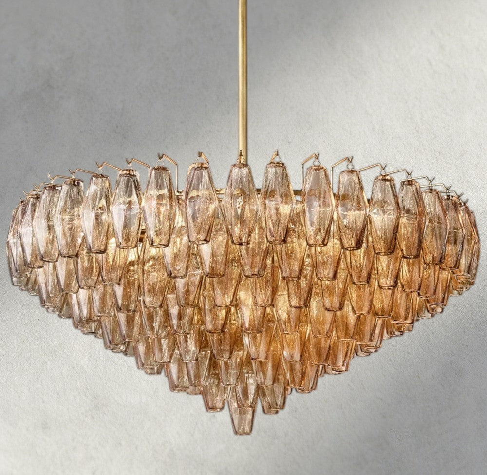 37" / Smoke / Brass CHIARA CLEAR/ SMOKE GLASS TIERED ROUND CHANDELIER 37", 47", 62"