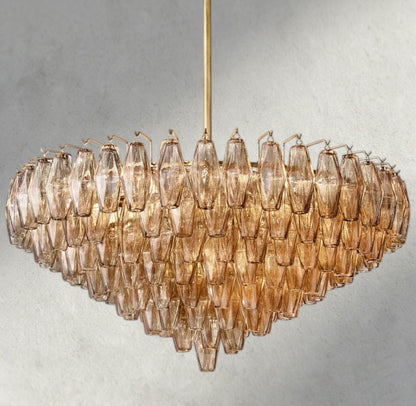 37" / Smoke / Brass CHIARA CLEAR/ SMOKE GLASS TIERED ROUND CHANDELIER 37", 47", 62"