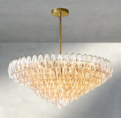 47" / Clear / Brass CHIARA CLEAR/ SMOKE GLASS TIERED ROUND CHANDELIER 37", 47", 62"