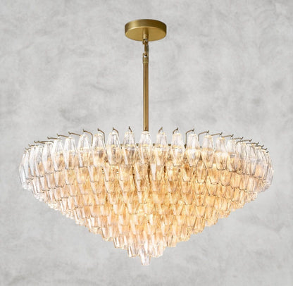 47" / Clear / Brass CHIARA CLEAR/ SMOKE GLASS TIERED ROUND CHANDELIER 37", 47", 62"