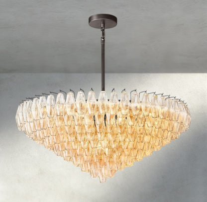 47" / Clear / Bronze CHIARA CLEAR/ SMOKE GLASS TIERED ROUND CHANDELIER 37", 47", 62"