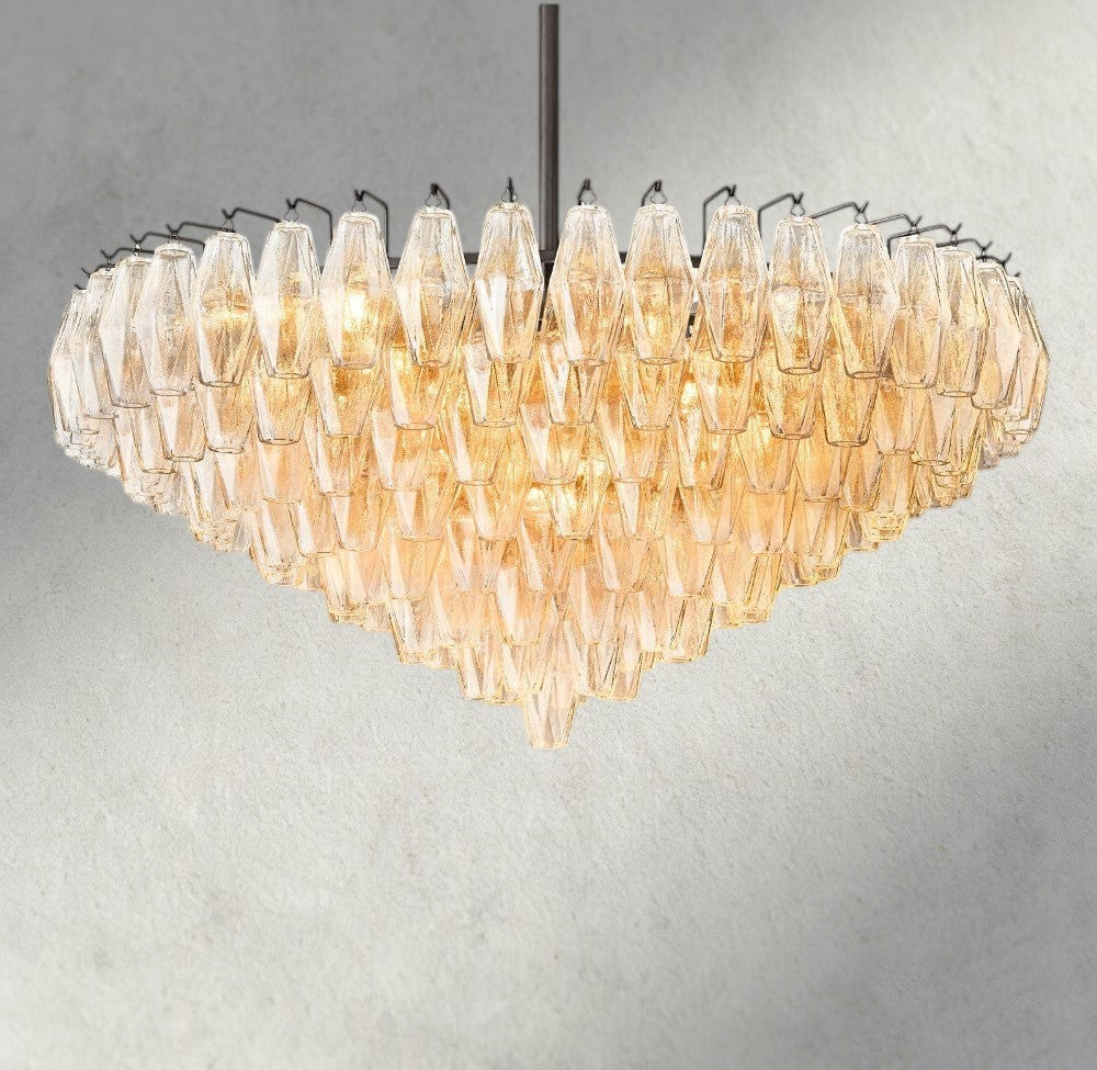 37" / Clear / Bronze CHIARA CLEAR/ SMOKE GLASS TIERED ROUND CHANDELIER 37", 47", 62"