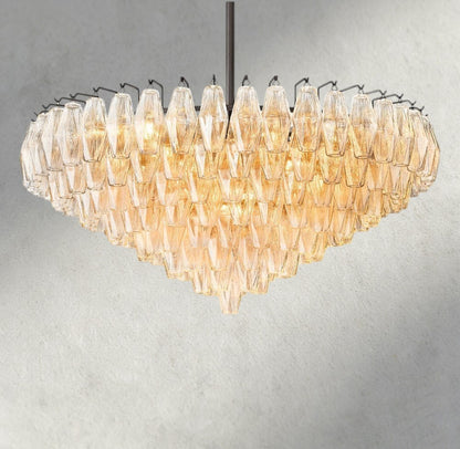 37" / Clear / Bronze CHIARA CLEAR/ SMOKE GLASS TIERED ROUND CHANDELIER 37", 47", 62"