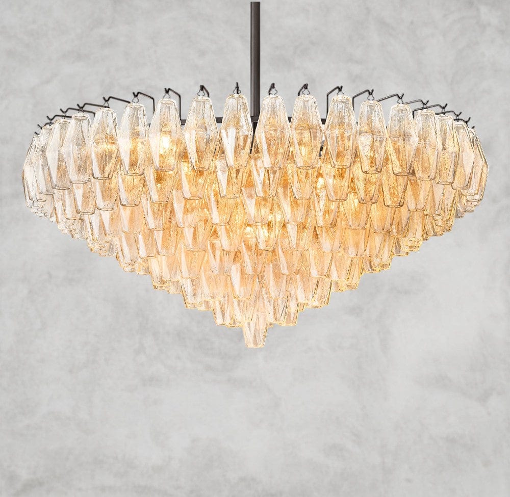 37" / Clear / Bronze CHIARA CLEAR/ SMOKE GLASS TIERED ROUND CHANDELIER 37", 47", 62"