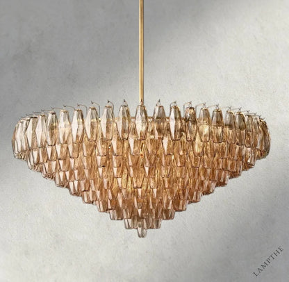 47" / Smoke / Brass CHIARA CLEAR/ SMOKE GLASS TIERED ROUND CHANDELIER 37", 47", 62"