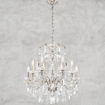 Antique Silver / Clear Heritage Crystal Coinora Century Chandelier 30"