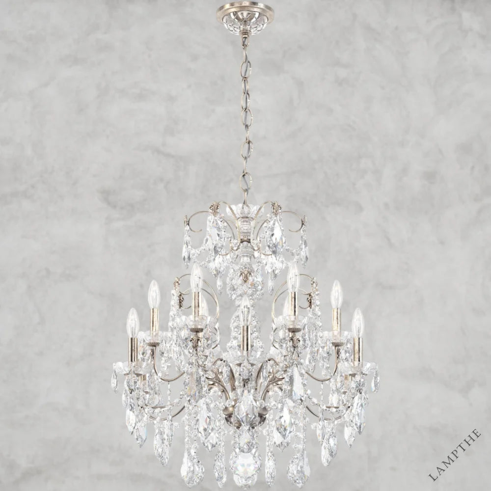 Antique Silver / Clear Heritage Crystal Coinora Century Chandelier 30"