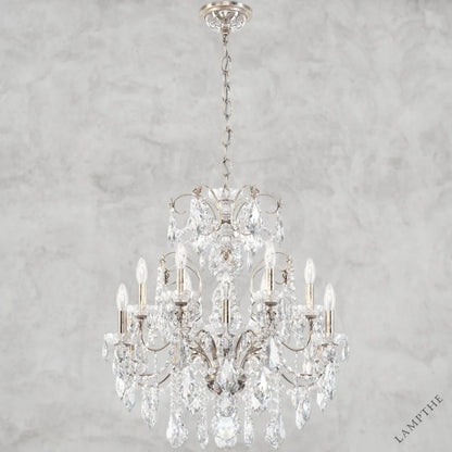 Antique Silver / Clear Heritage Crystal Coinora Century Chandelier 30"