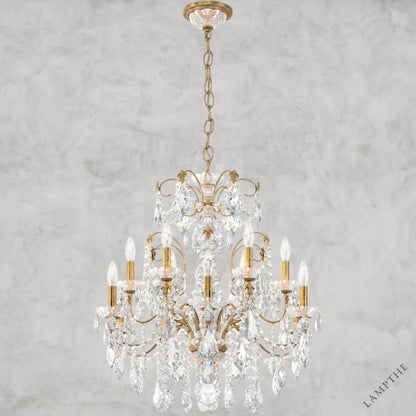 Heirloom Gold / Clear Heritage Crystal Coinora Century Chandelier 30"