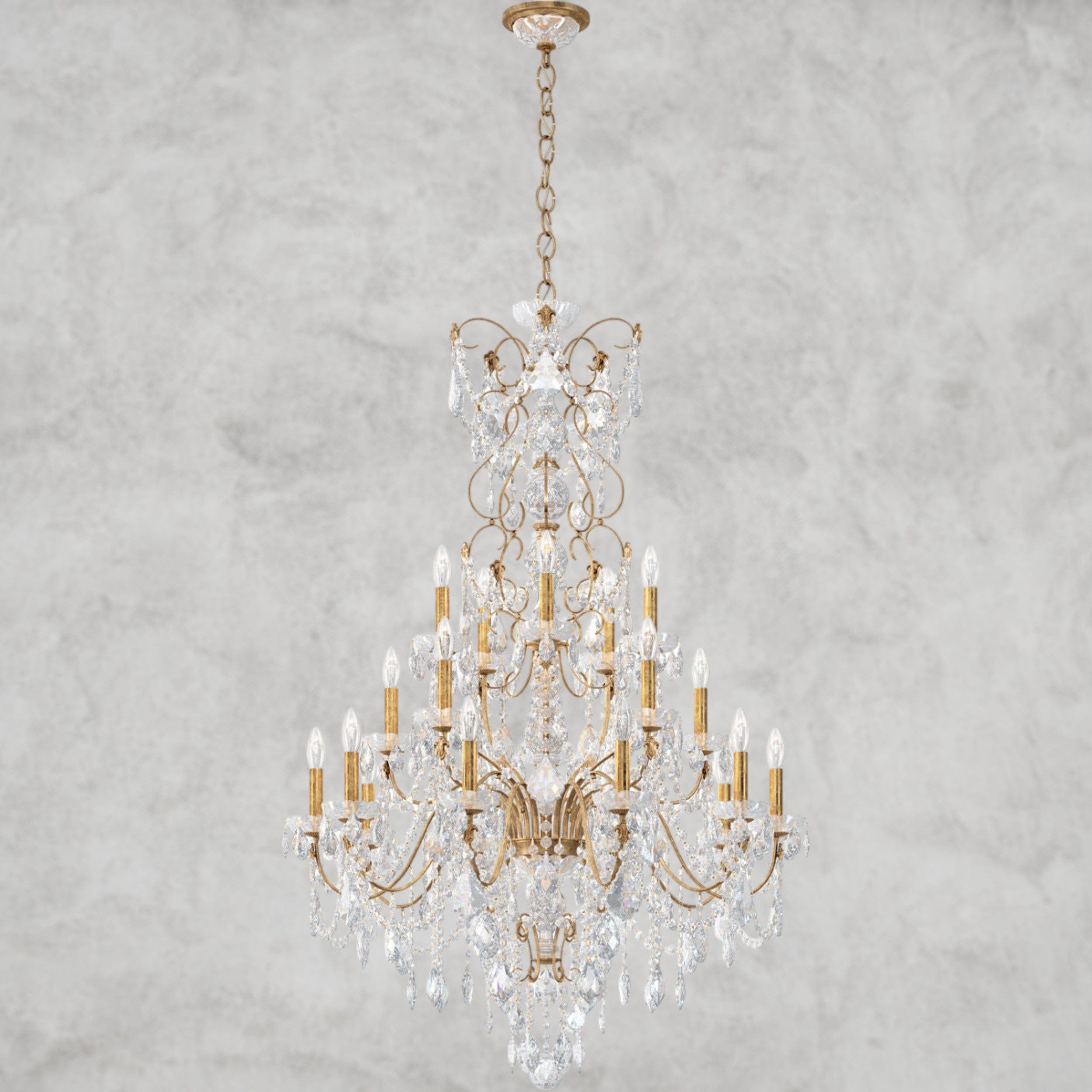 Gold / Clear Heritage Crystal Coinora Century Chandelier 37"