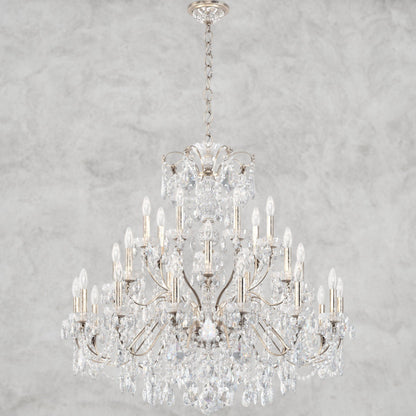 Antique Silver / Clear Heritage Crystal Coinora Century Chandelier 42"