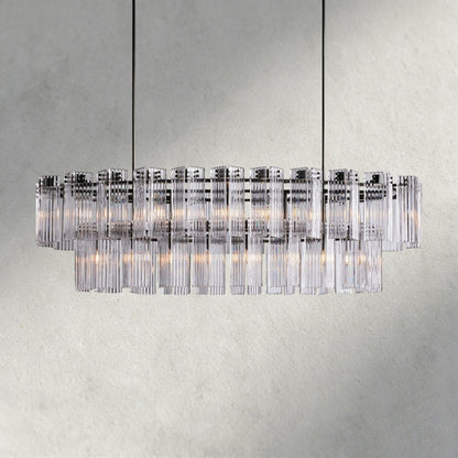 72" / Bronze / Clear Delsie Oval Chandelier 51", 63", 72"