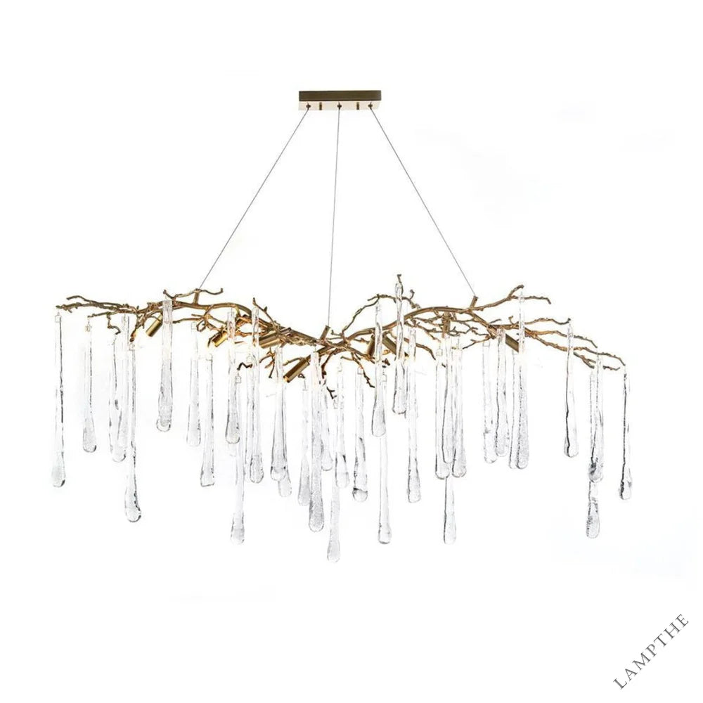 Dermiq Brass And Glass Teardrop Nine-Light Chandelier