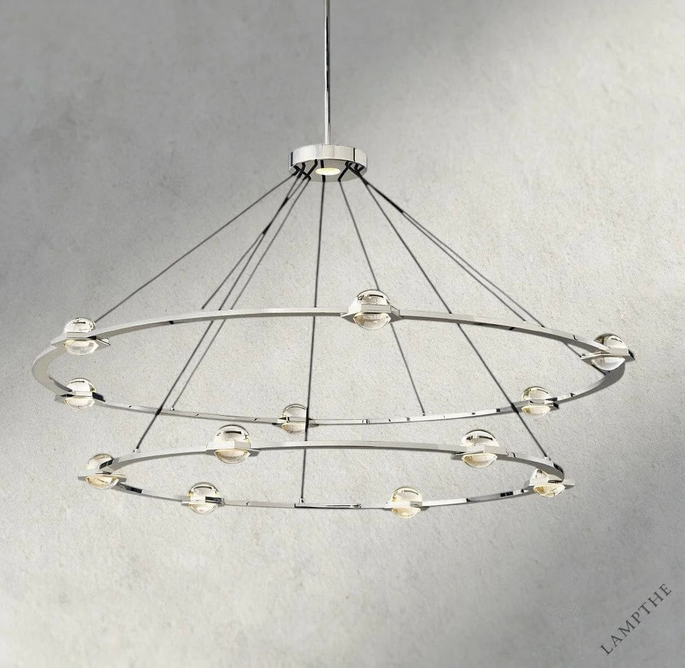 Two-Tied 60" / Nickle Éclatant Round Chandelier 36", 48", 60", Two-Tied 60"
