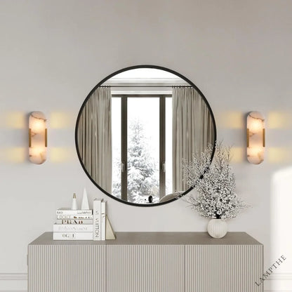 Elegant Alabaster Wall Sconces (Set of Two) - Natural Marble Brass Lighting