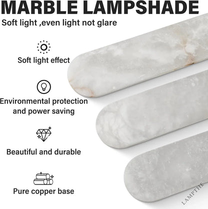Elegant Alabaster Wall Sconces (Set of Two) - Natural Marble Brass Lighting
