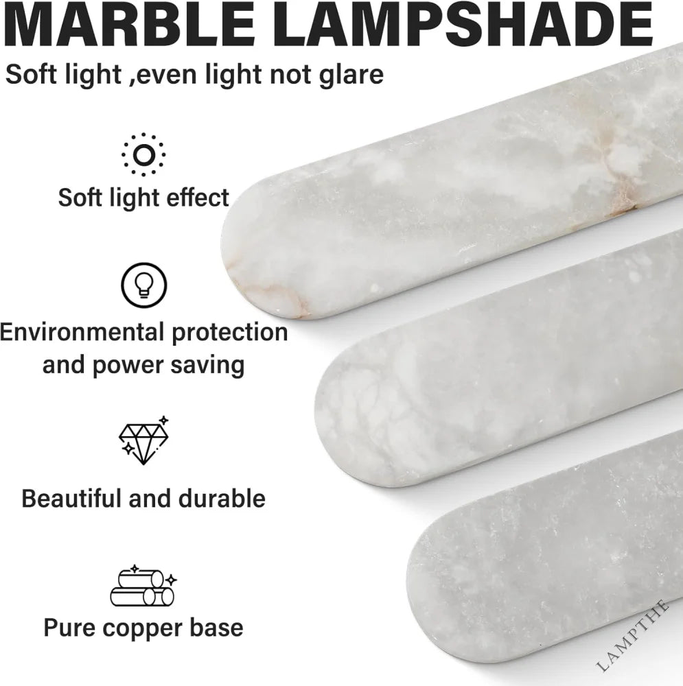 Elegant Alabaster Wall Sconces (Set of Two) - Natural Marble Brass Lighting