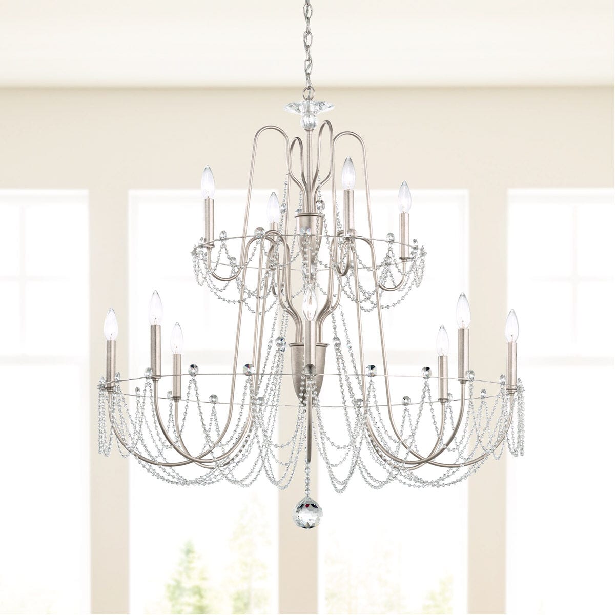 Esmeralda 2-Tier Crystal Chandelier 37"