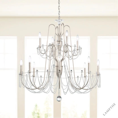 Esmeralda 2-Tier Crystal Chandelier 37"