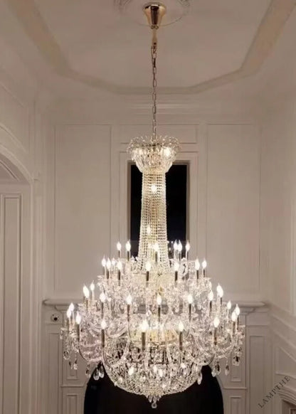 Extra Large European-style Multi-layers Candle Luxury Crystal Chandelier Gold Art Foyer/Staircase Decorative Light Fixture