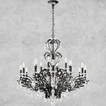 Heirloom Bronze Filigrae Crystal Chandelier39"