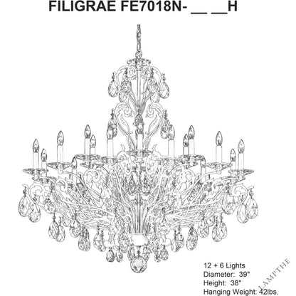 Filigrae Crystal Chandelier39"
