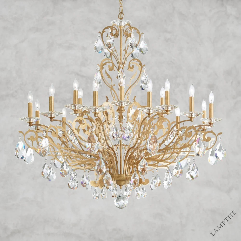 Heirloom Gold Filigrae Crystal Chandelier39"