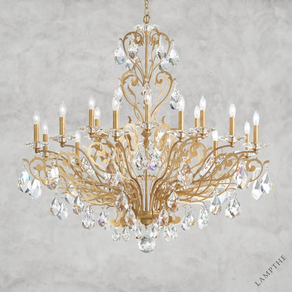 Heirloom Gold Filigrae Crystal Chandelier39"