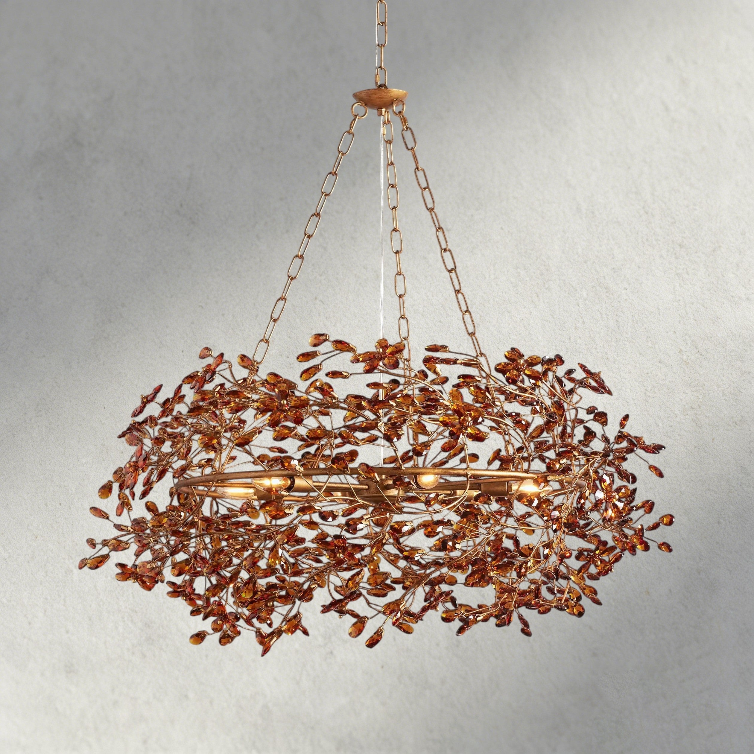39" / BRASS/AMBER Fiore Crown Chandelier 39", 48", 60"