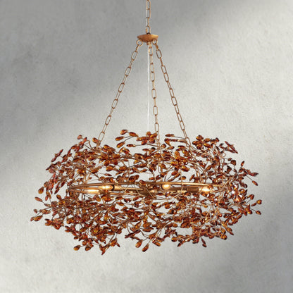 39" / BRASS/AMBER Fiore Crown Chandelier 39", 48", 60"