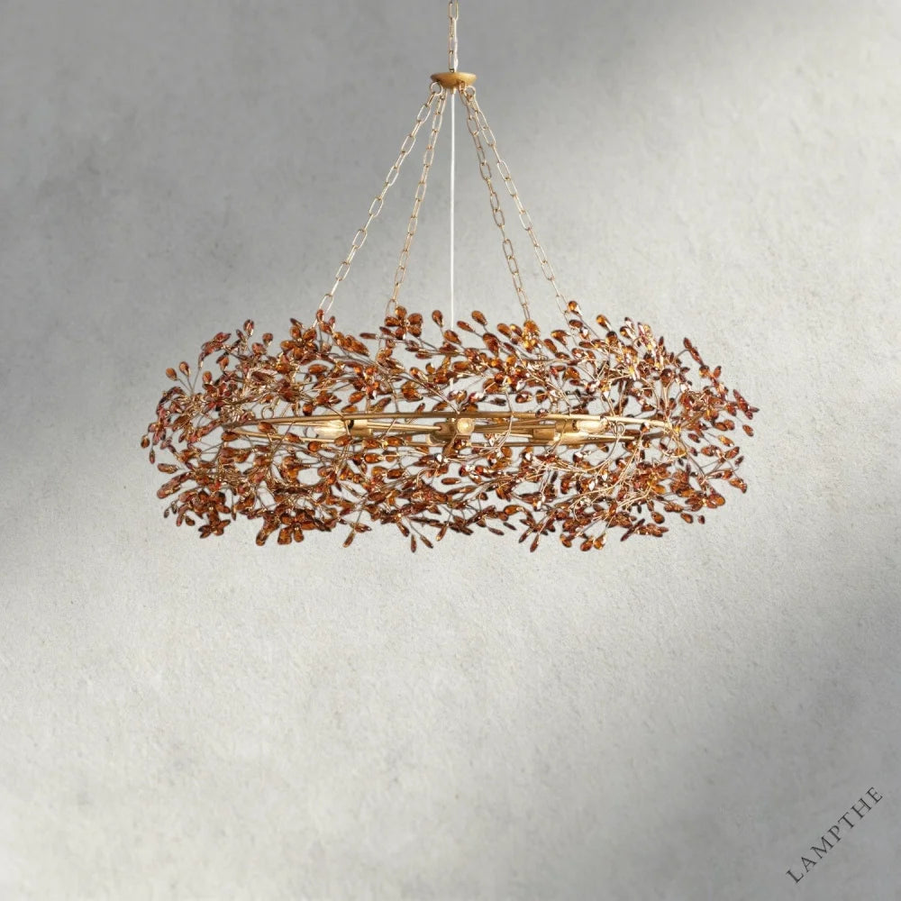 48" / BRASS/AMBER Fiore Crown Chandelier 39", 48", 60"