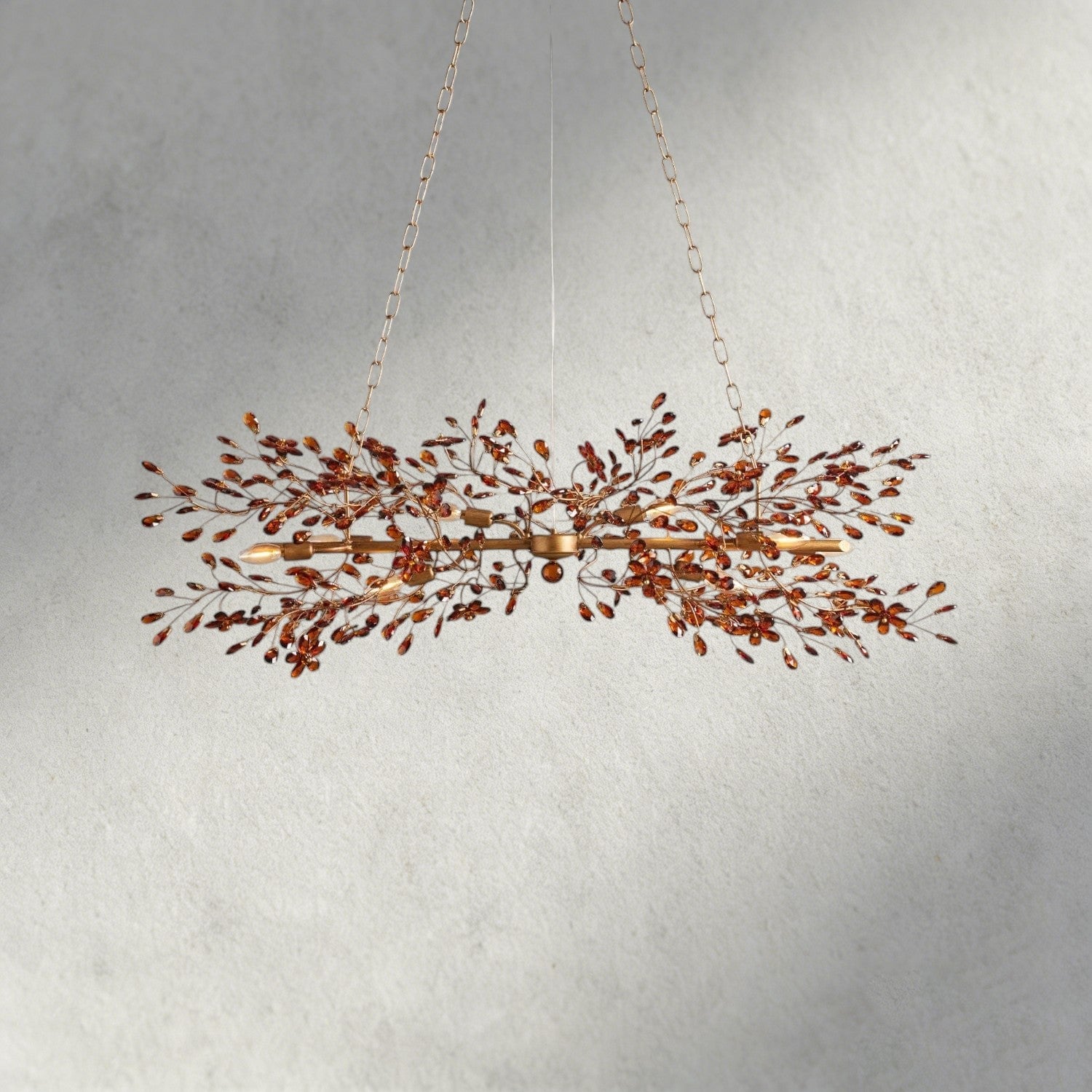 51" / BRASS/AMBER Fiore Linear Chandelier 51", 68"