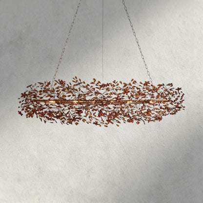 74" / BRASS/AMBER Fiore Oval Chandelier 62", 74"