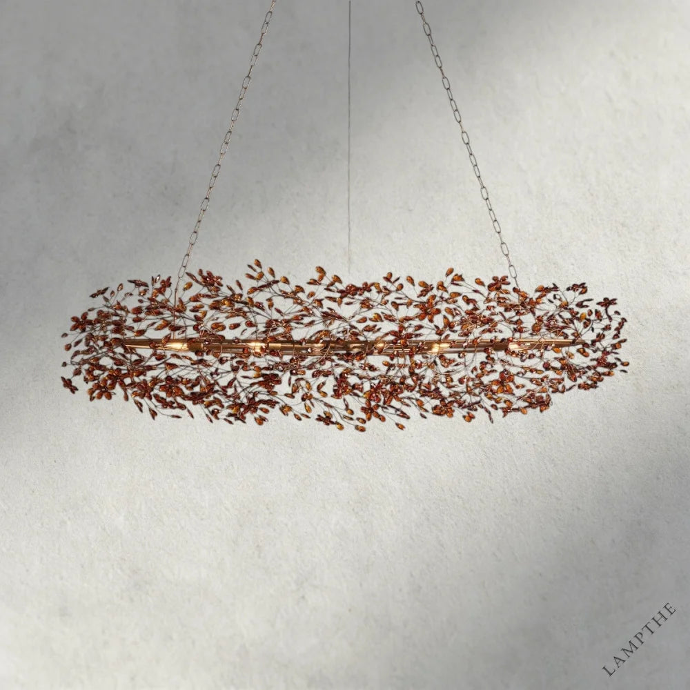 74" / BRASS/AMBER Fiore Oval Chandelier 62", 74"