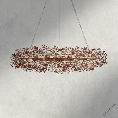 74" / BRASS/AMBER Fiore Oval Chandelier 62", 74"