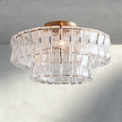 Brass / Clear Ghiaccio Flush Mount