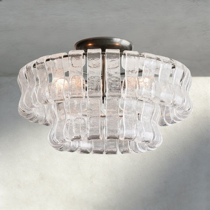 Bronze / Clear Ghiaccio Flush Mount