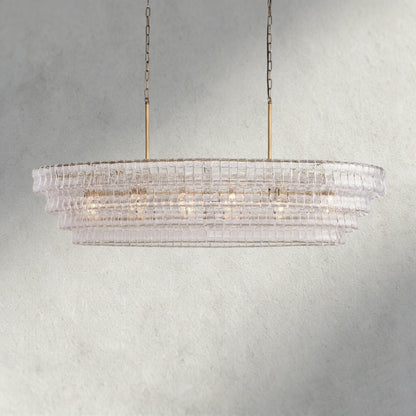 65" / Brass / Clear Ghiaccio Oval Chandelier 54", 65"