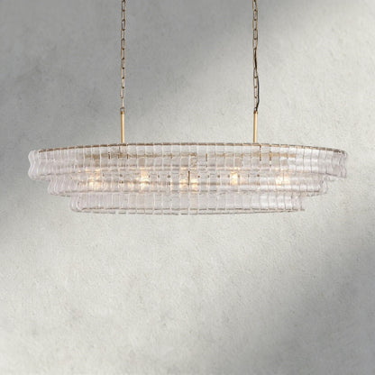 54" / Brass / Clear Ghiaccio Oval Chandelier 54", 65"