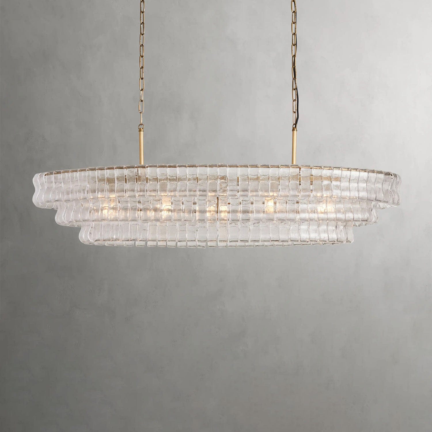 54" / Brass / Clear Ghiaccio Oval Chandelier 54", 65"