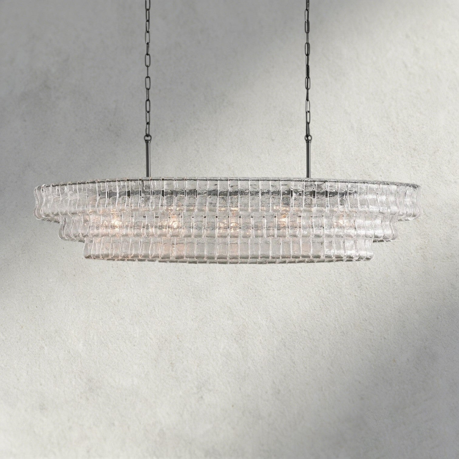 54" / Bronze / Clear Ghiaccio Oval Chandelier 54", 65"