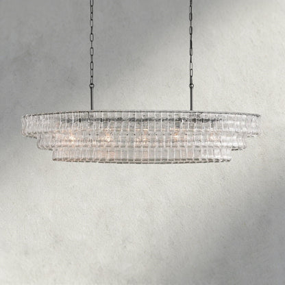 54" / Bronze / Clear Ghiaccio Oval Chandelier 54", 65"