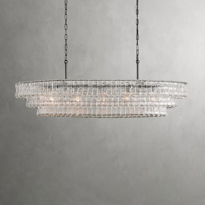 54" / Bronze / Clear Ghiaccio Oval Chandelier 54", 65"
