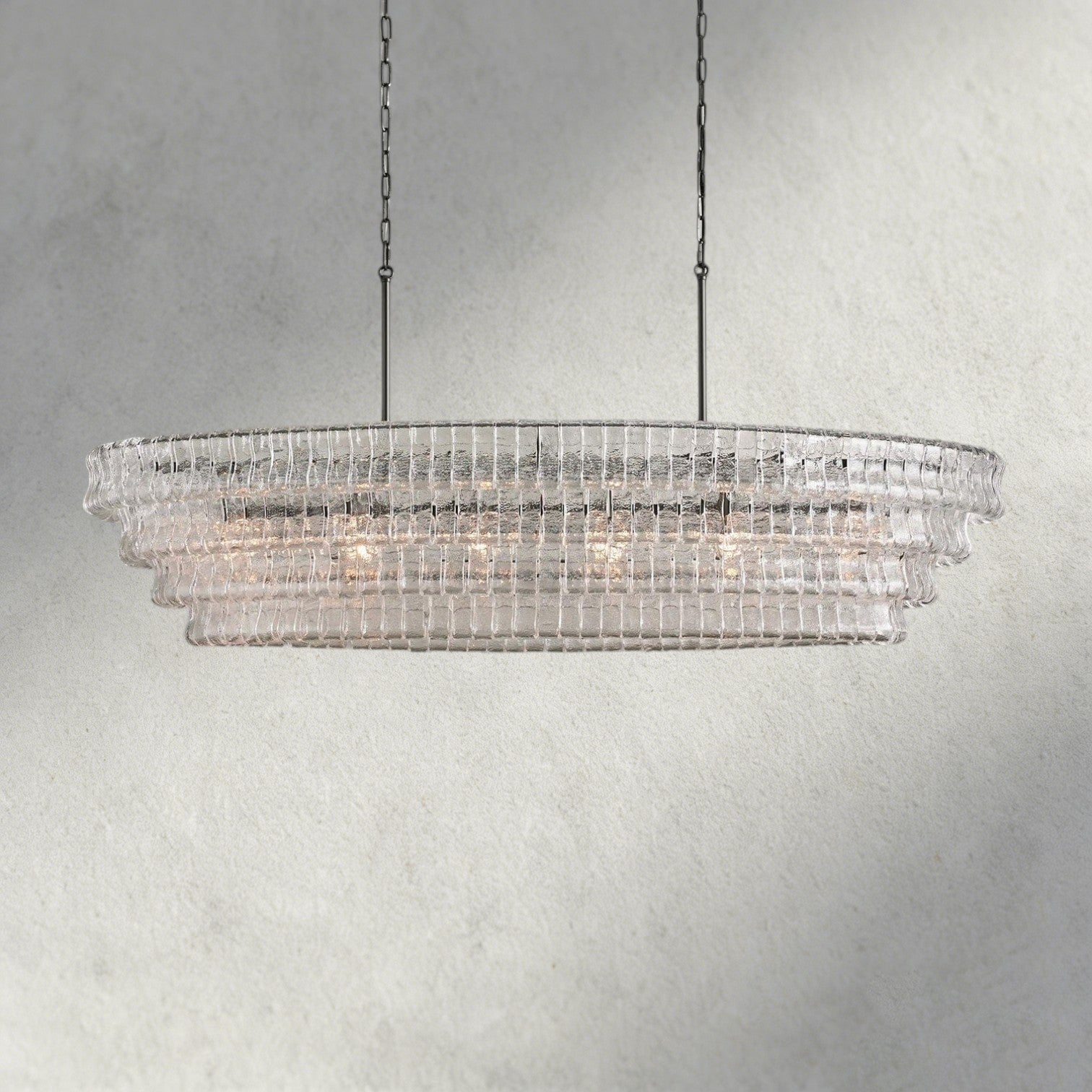 65" / Bronze / Clear Ghiaccio Oval Chandelier 54", 65"