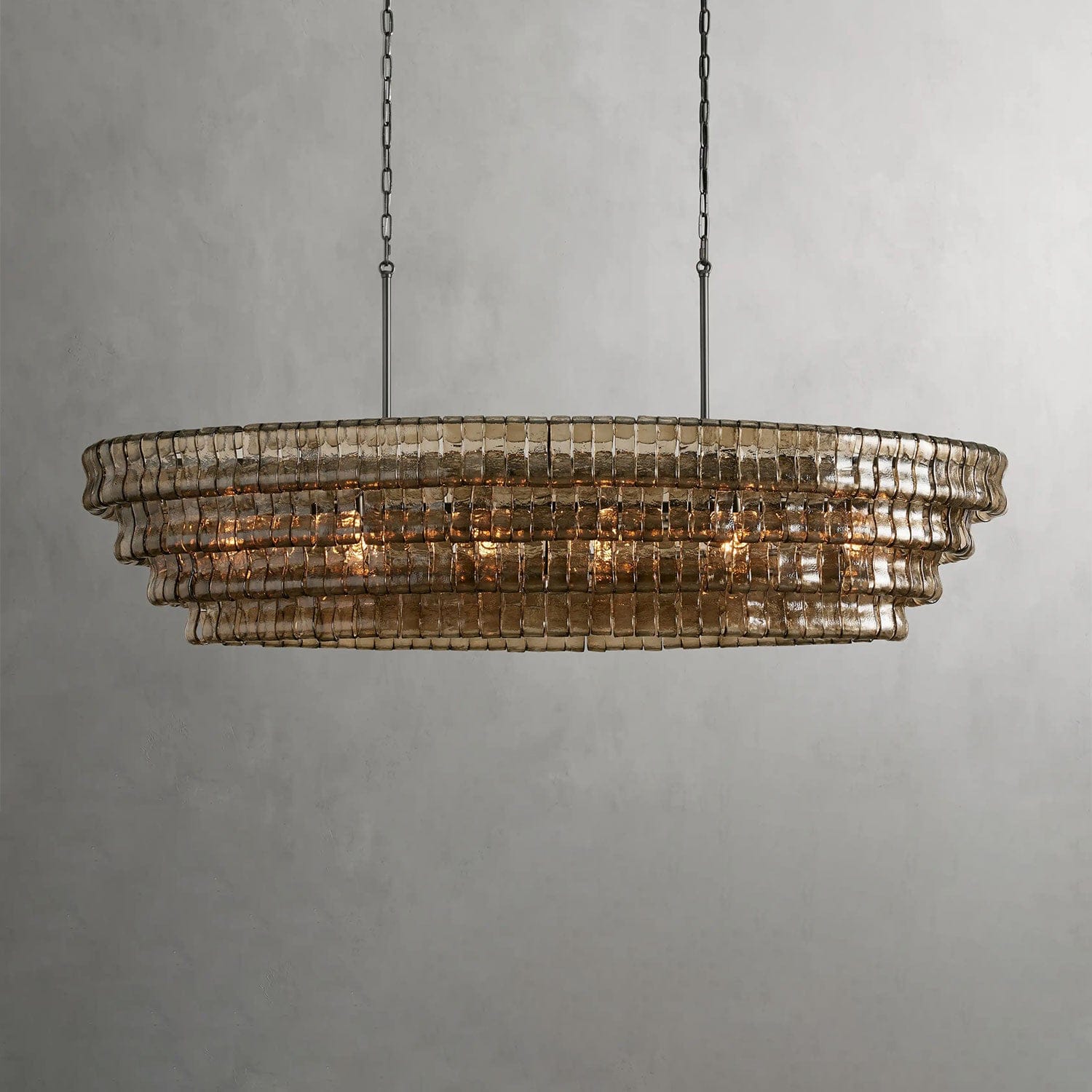 65" / Bronze / Smoke Ghiaccio Oval Chandelier 54", 65"