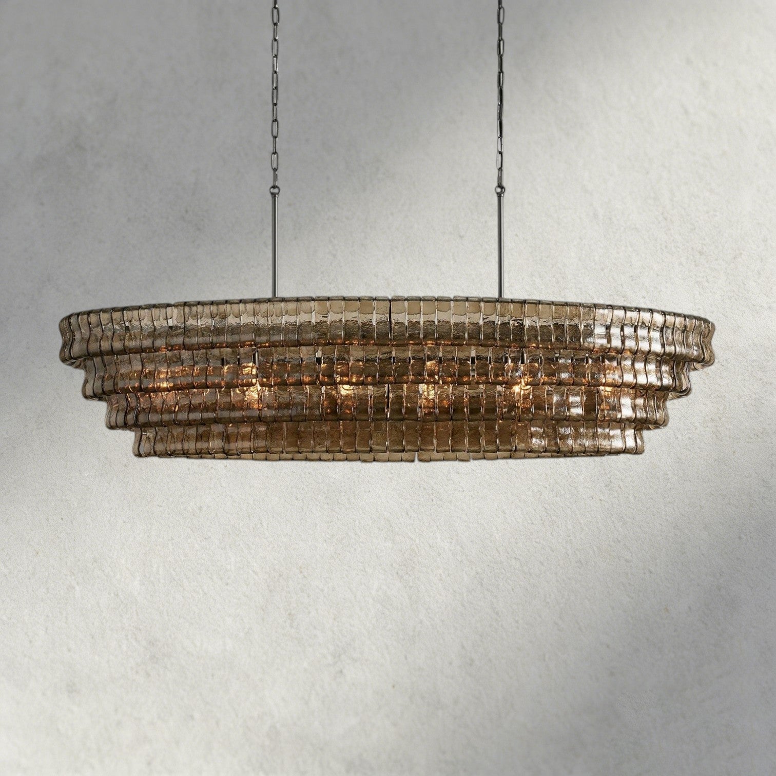 65" / Bronze / Smoke Ghiaccio Oval Chandelier 54", 65"