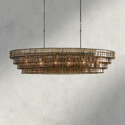 65" / Bronze / Smoke Ghiaccio Oval Chandelier 54", 65"