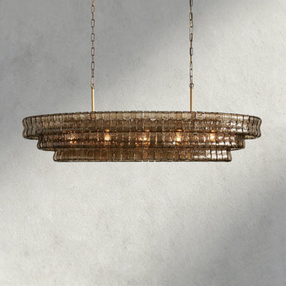 54" / Brass / Smoke Ghiaccio Oval Chandelier 54", 65"